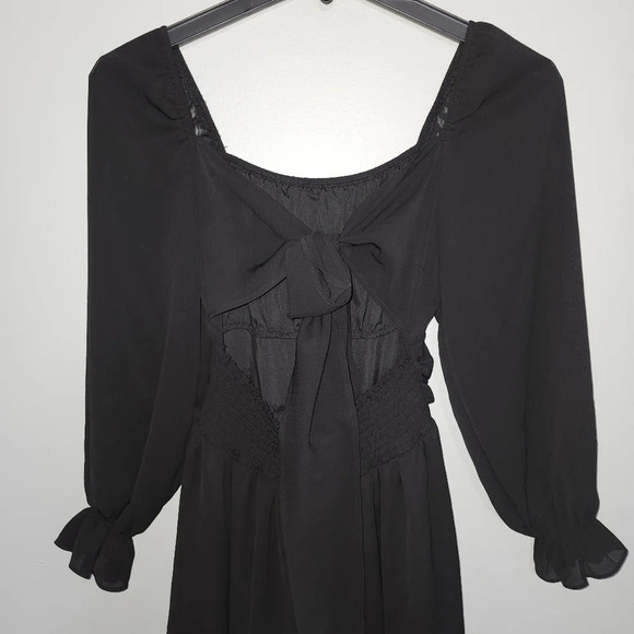 EXLURA women's  casual long lantern sleeve dress square neck ruffle size M black - Picture 8 of 8